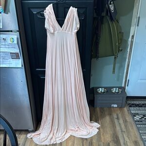 Lulu's Pink and Gold Pleated Maxi Gown